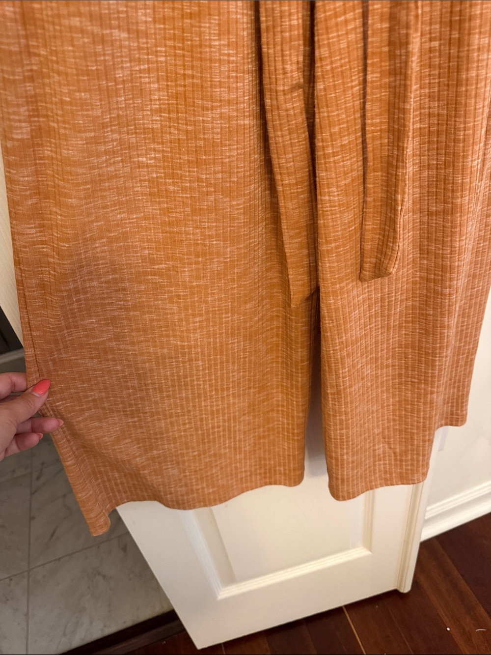 NWOT Bobeau Devin Melange Rusty Orange Ribbed Jumpsuit - Picture 5 of 8